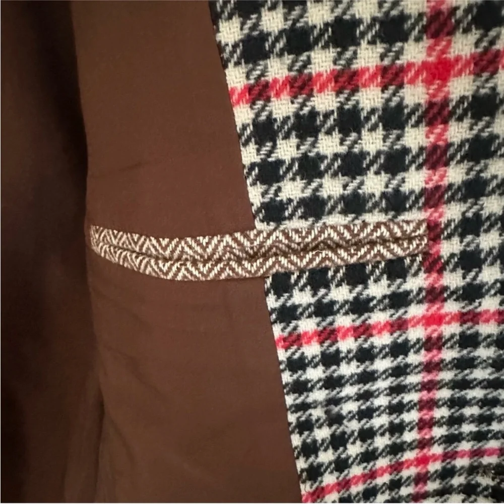 Rowing Blazers Brown, Black & Red Mixed Plaid Patchwork Blazer - Picture 11 of 15